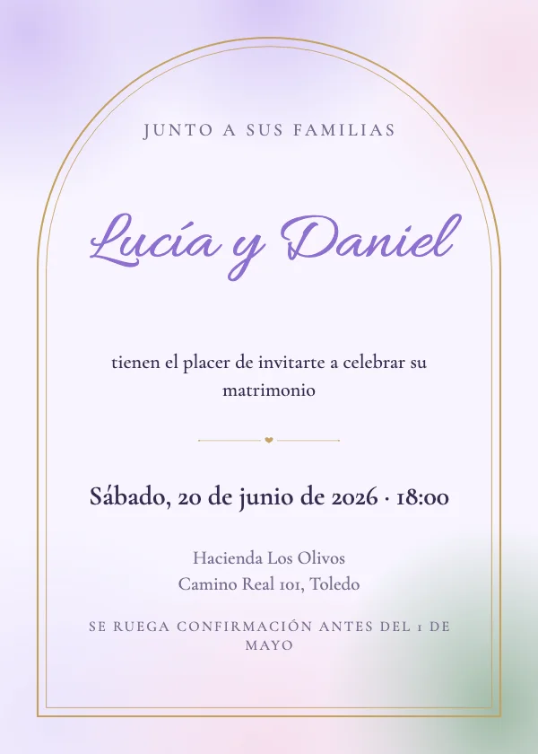 Invitación de boda Acuarela lavanda