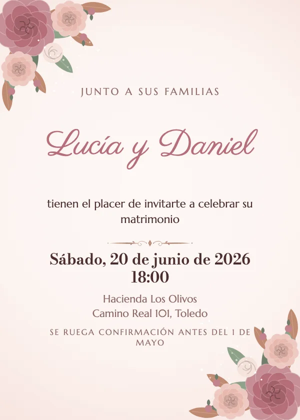 Invitación de boda Peonías de lujo