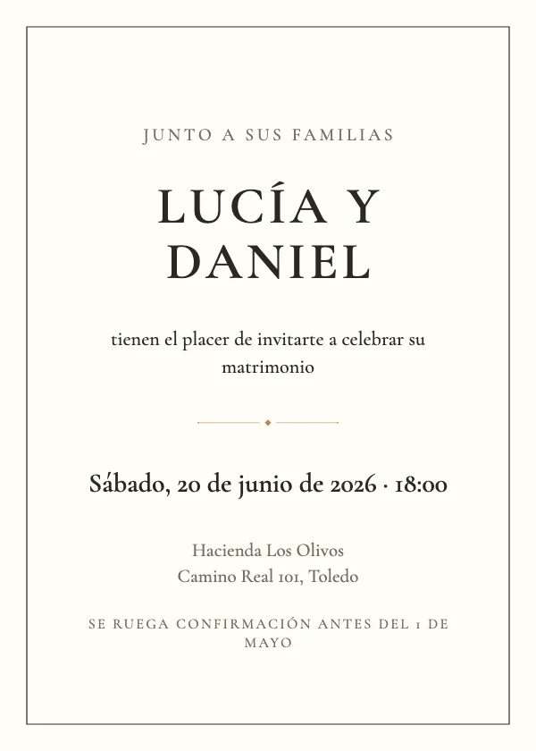 Invitación de boda Minimalista moderna