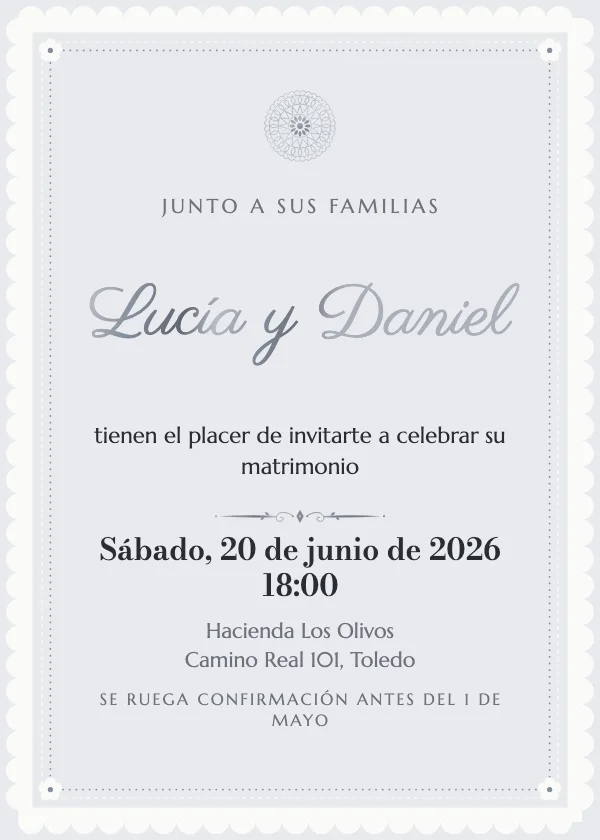 Invitación de boda Encaje de perlas