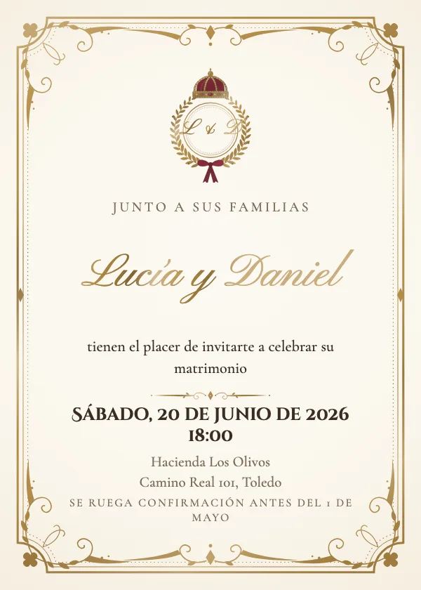 Invitación de boda Escudo real