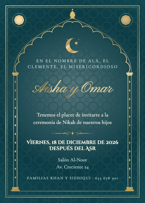 Invitación de boda Nikah real
