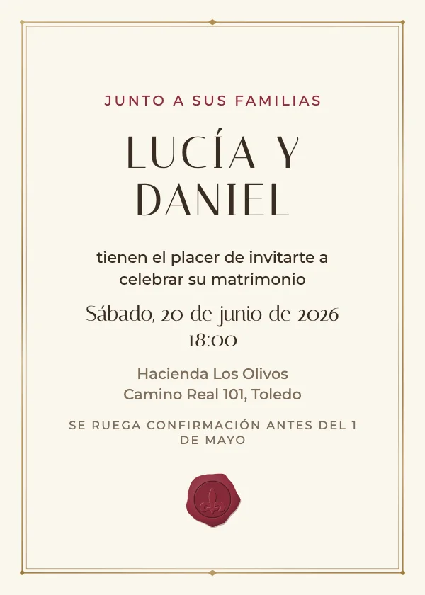 Invitación de boda Sello de lacre