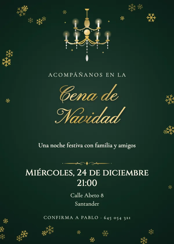 Invitación de Navidad Salón de candelabros