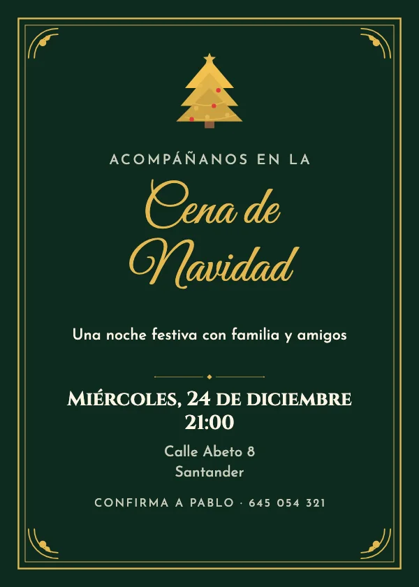 Invitación de Navidad Dorada