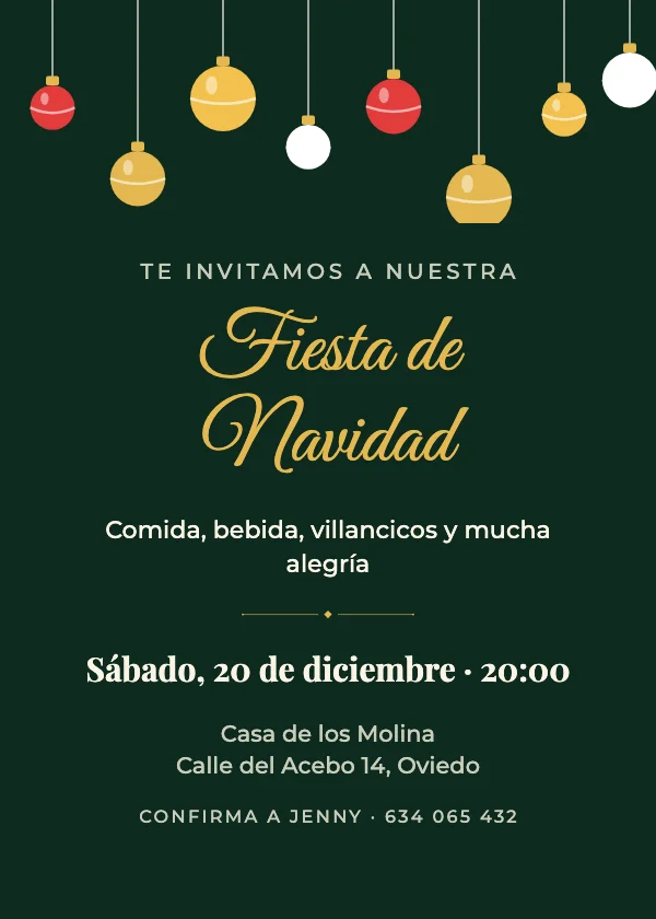 Invitación de Navidad Bolas navideñas