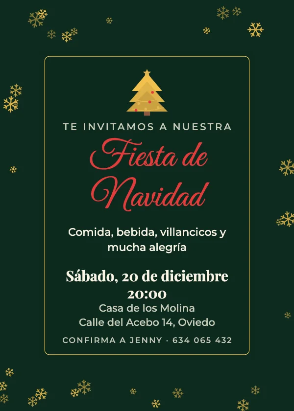 Invitación de Navidad Nieve en vitela