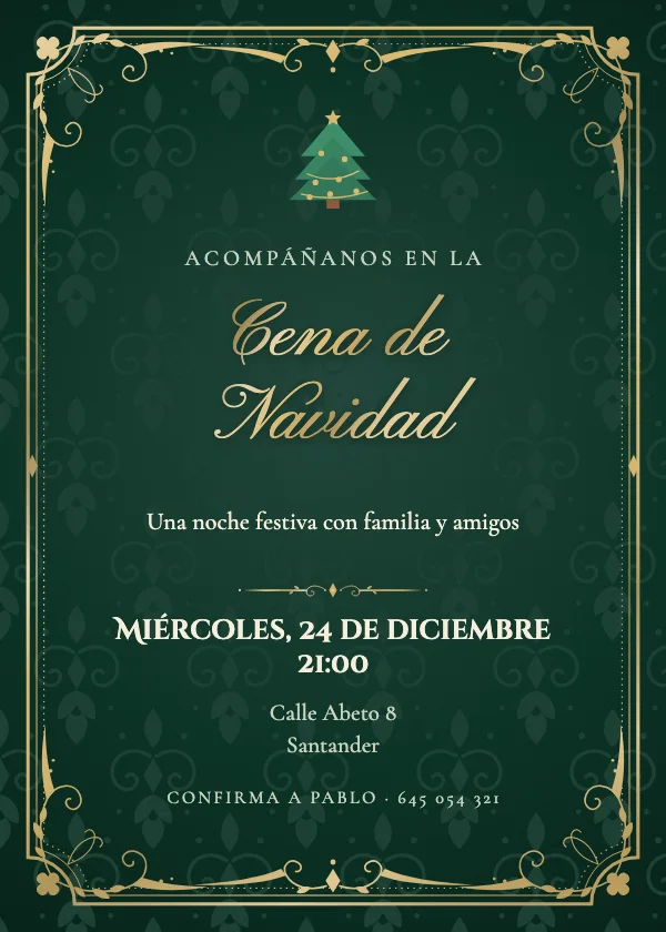 Invitación de Navidad Barroco de terciopelo