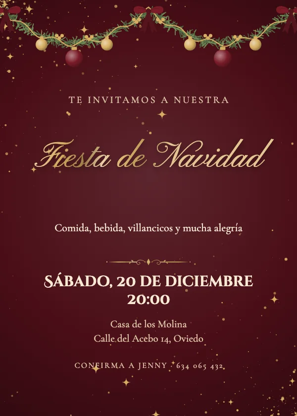 Invitación de Navidad Guirnalda de terciopelo