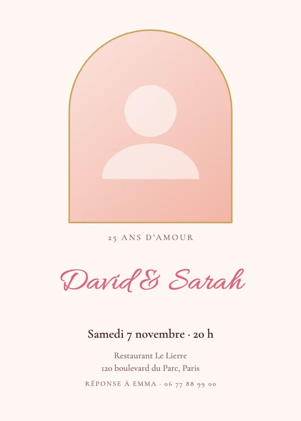 Invitation anniversaire de mariage Avec photo