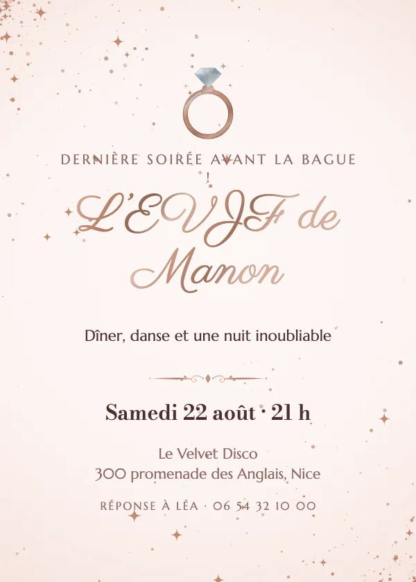Invitation EVJF Solitaire diamant