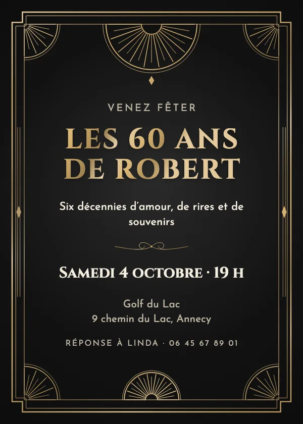 Invitation anniversaire Gala tenue de soirée