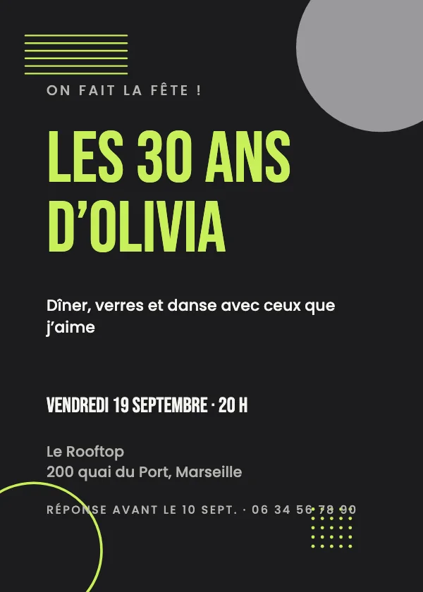 Invitation anniversaire Moderne audacieux