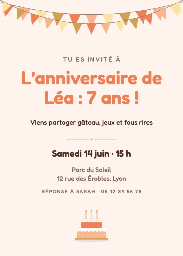 Invitation anniversaire Fanions de fête