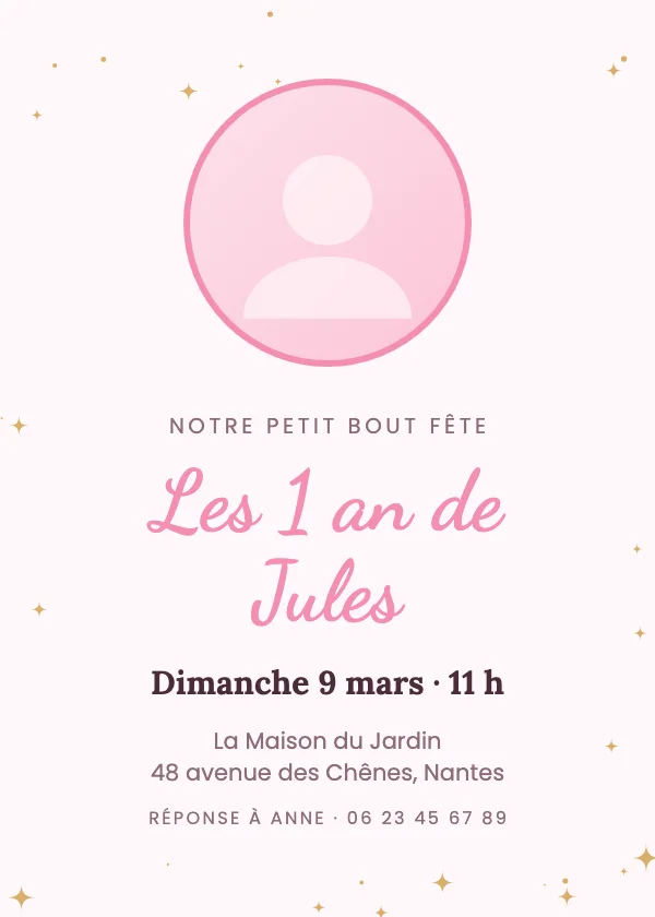 Invitation anniversaire 1 an avec photo