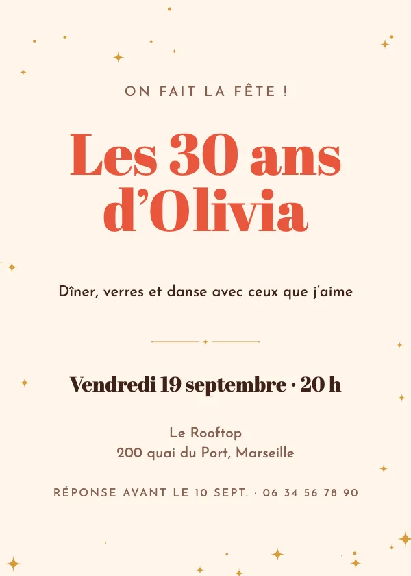 Invitation anniversaire Rétro glamour