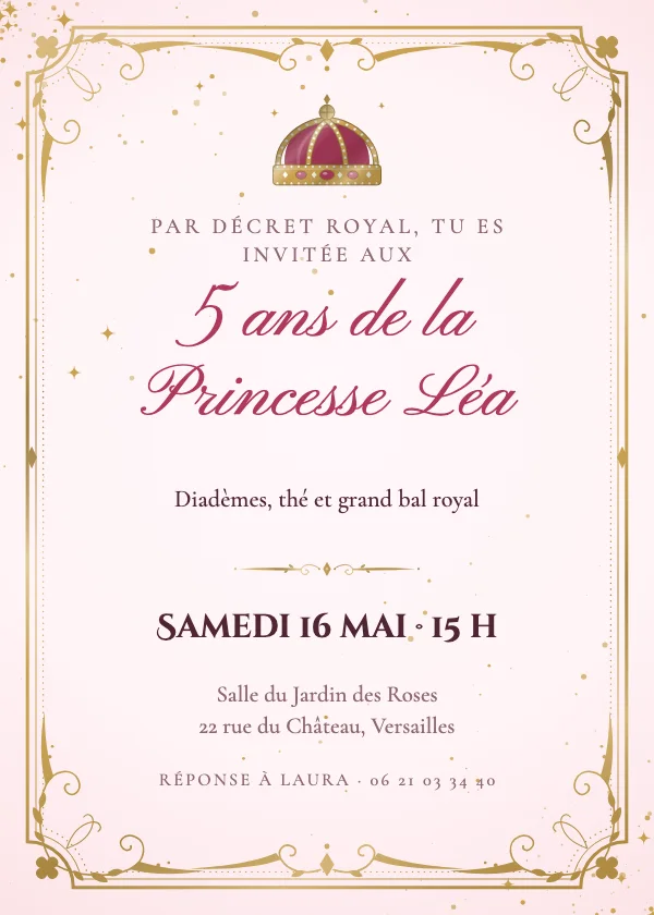 Invitation anniversaire Princesse royale