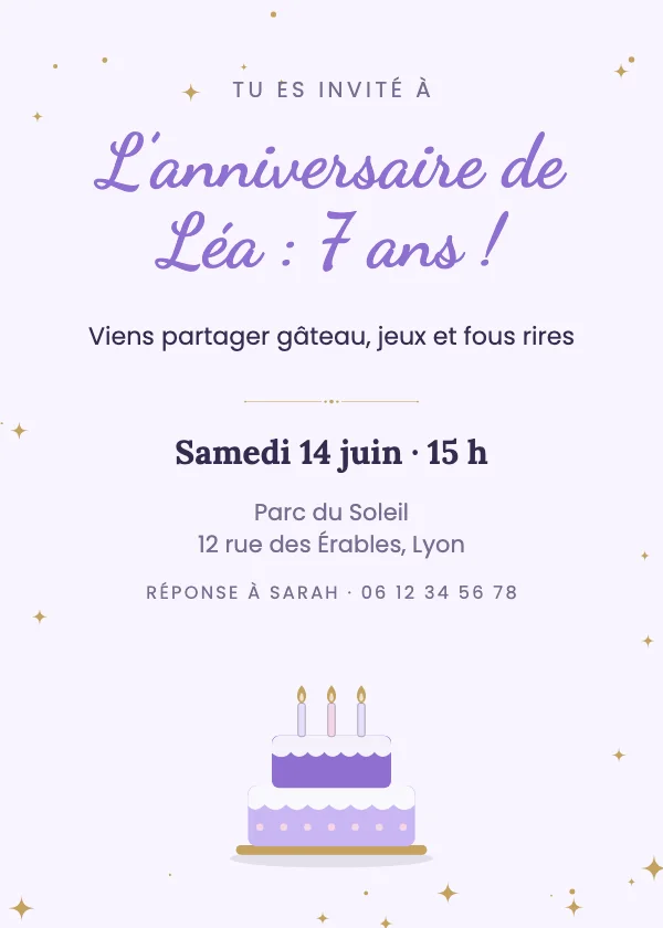 Invitation anniversaire Gâteau gourmand