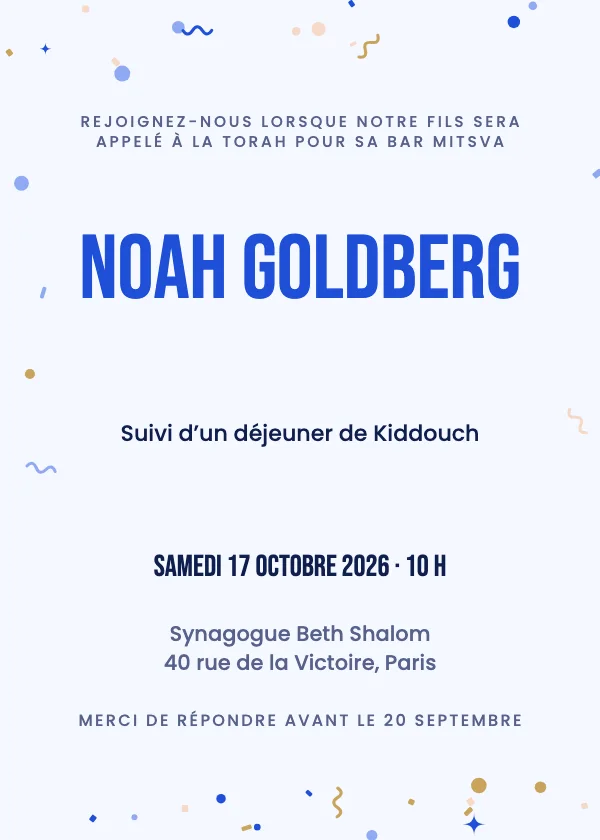 Invitation Bar Mitsva Moderne audacieux
