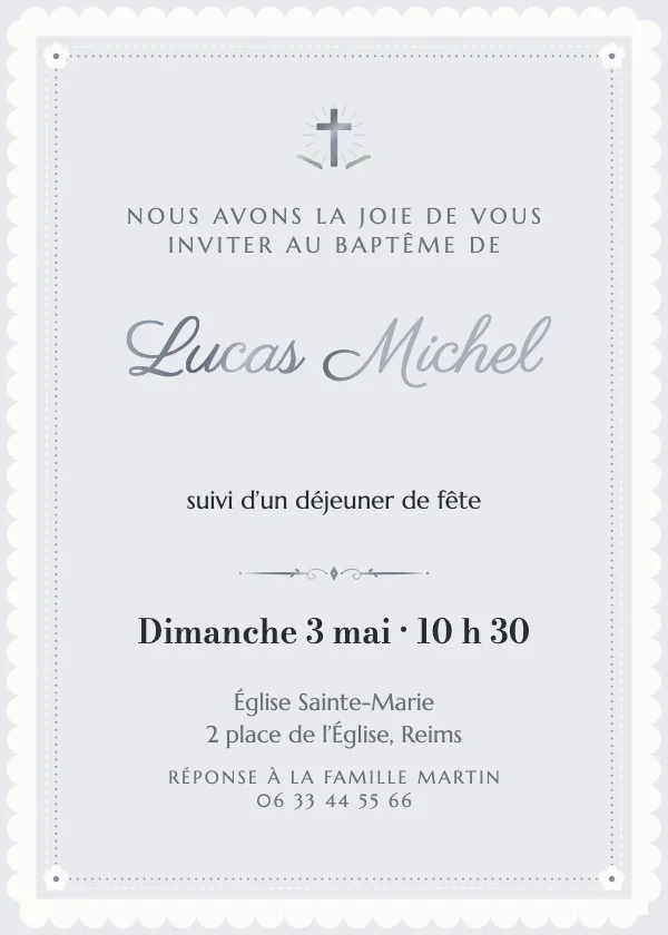 Invitation baptême Dentelle de perles