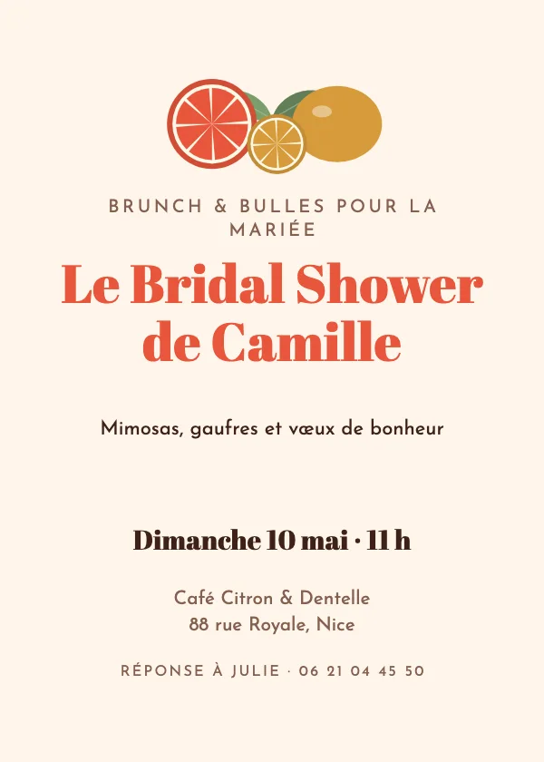 Invitation Bridal Shower Agrumes