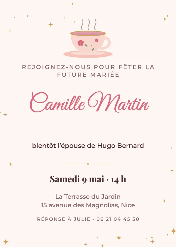 Invitation Bridal Shower Thé au jardin