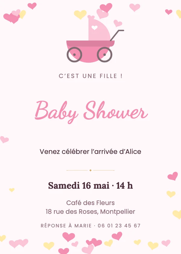 Invitation baby shower Landau rose
