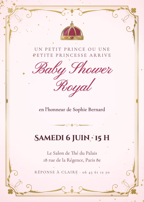 Invitation baby shower Princesse royale