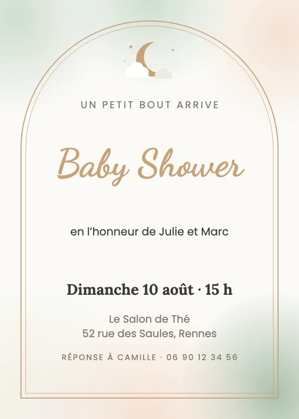 Invitation baby shower Aquarelle