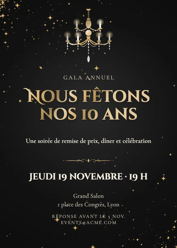 Invitation événement Salle de bal aux lustres