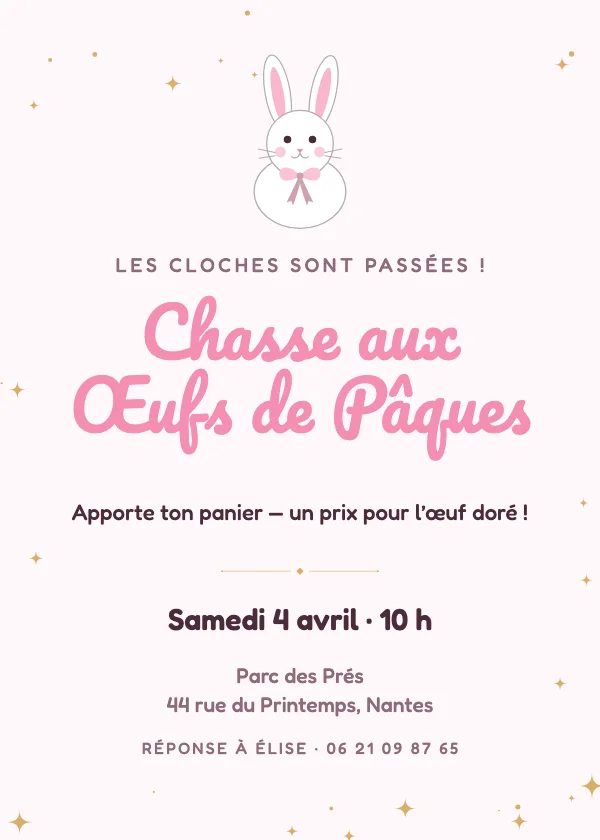 Invitation de Pâques Lapin de Pâques