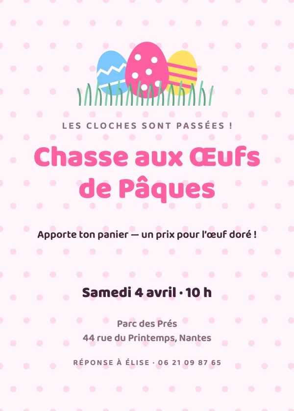 Invitation de Pâques Chasse aux œufs