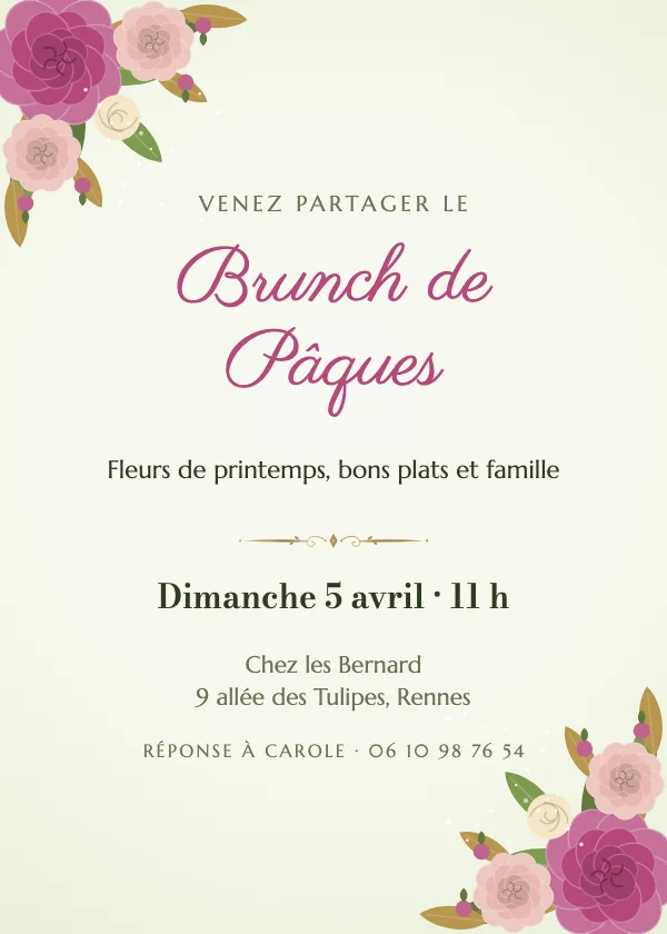 Invitation de Pâques Pivoines de luxe