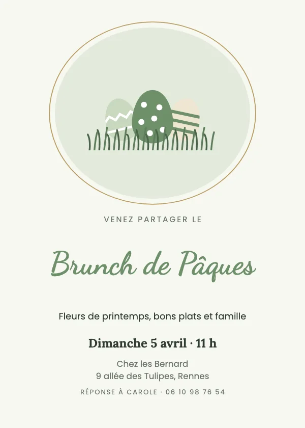 Invitation de Pâques Jardin ovale