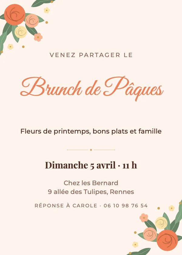 Invitation de Pâques Fleurs de printemps