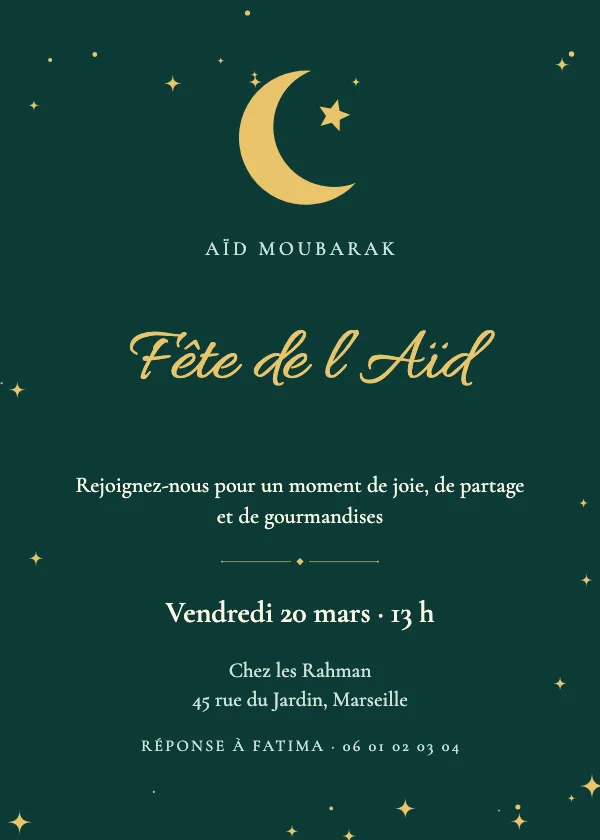 Invitation Aïd Croissant doré