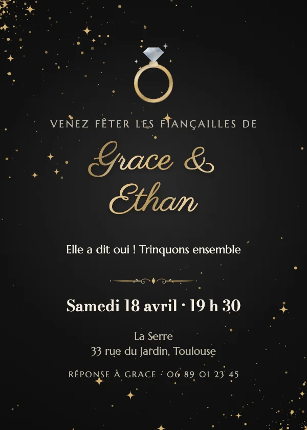 Invitation fiançailles Solitaire diamant