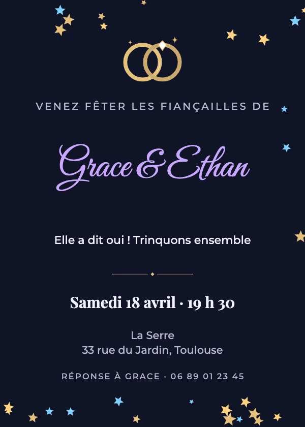 Invitation fiançailles Nuit étoilée