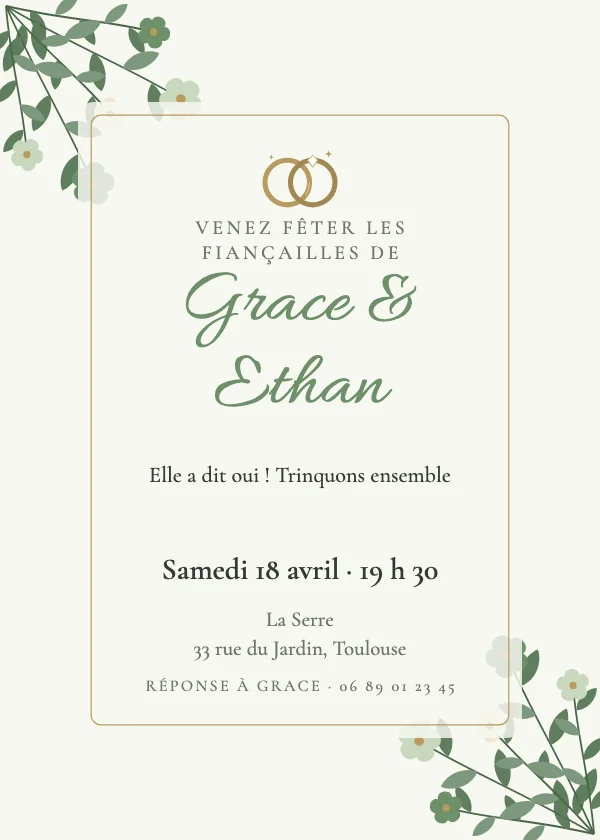 Invitation fiançailles Botanique calque
