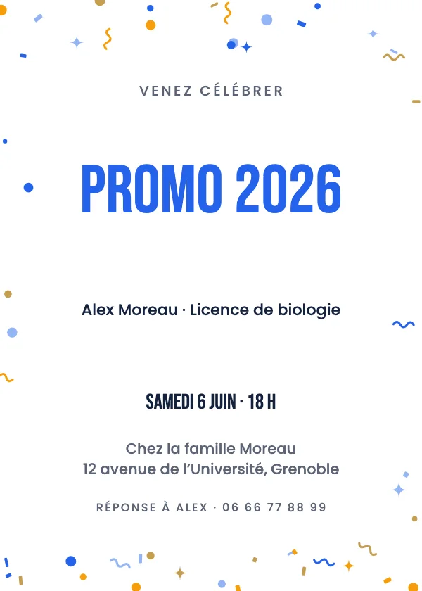 Invitation remise de diplôme Promo audacieuse