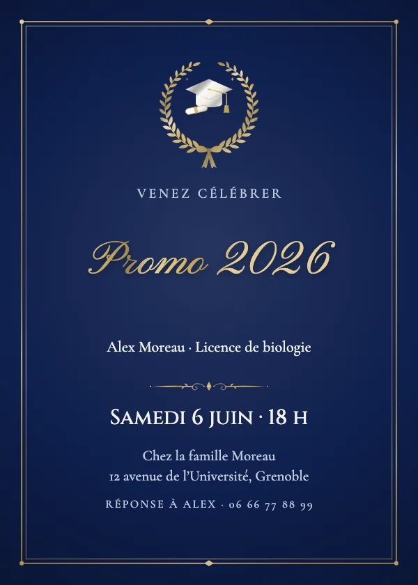 Invitation remise de diplôme Lauriers d’honneur