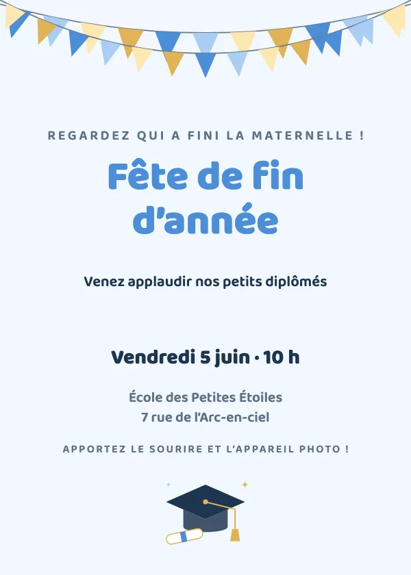 Invitation remise de diplôme Maternelle