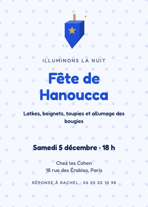 Invitation Hanoucca Toupie festive