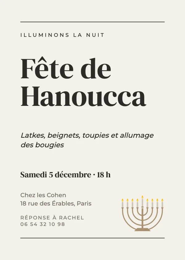 Invitation Hanoucca Éditorial