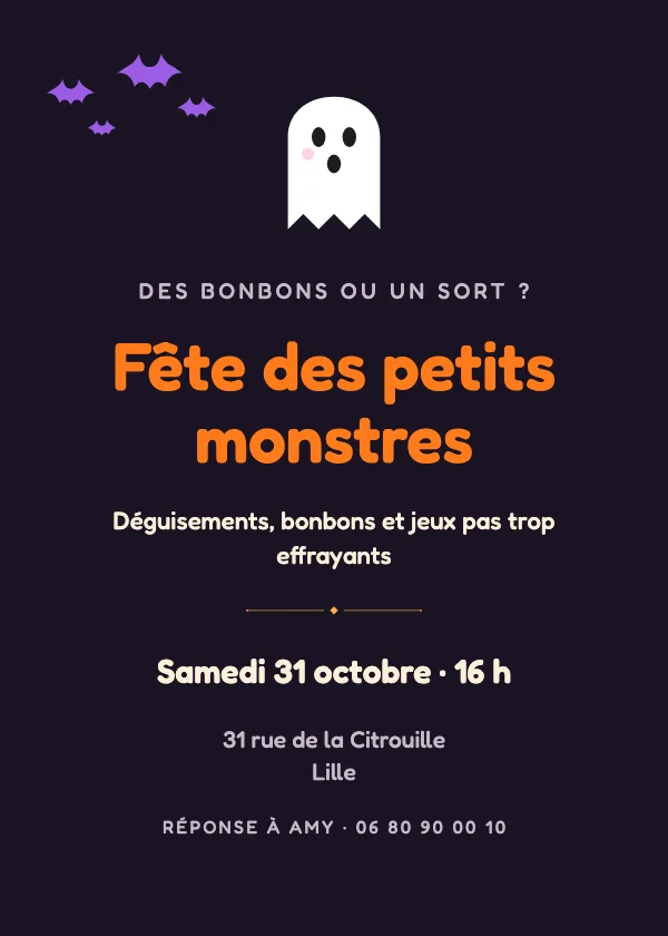 Invitation Halloween Petit fantôme enfant