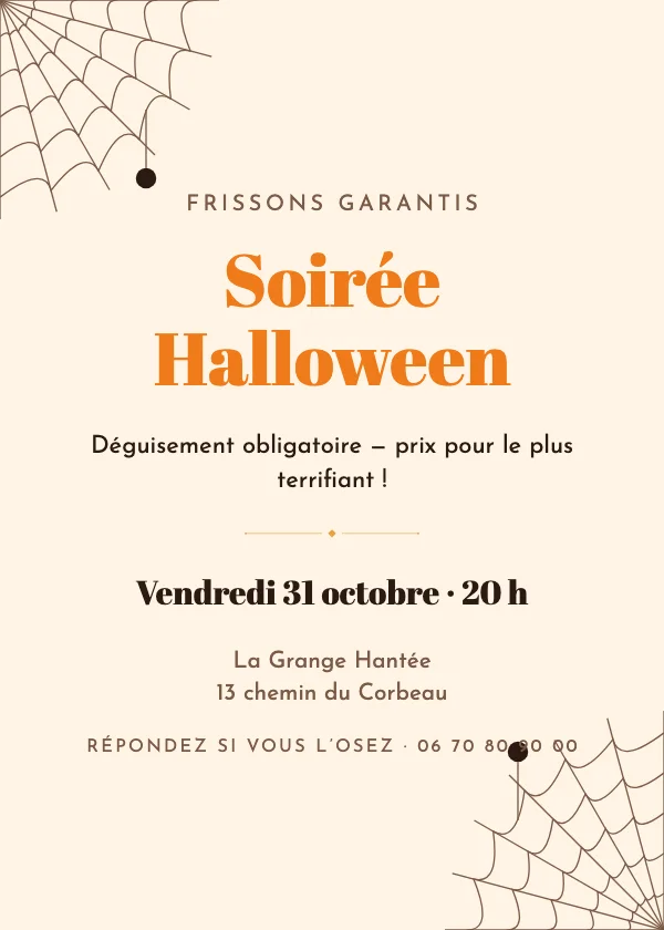 Invitation Halloween Toile d’araignée