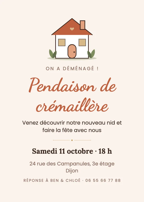 Invitation crémaillère Douce maison