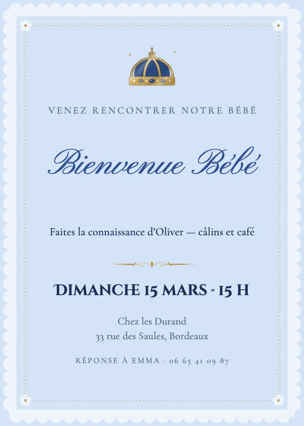 Invitation Bienvenue Bébé Petit prince