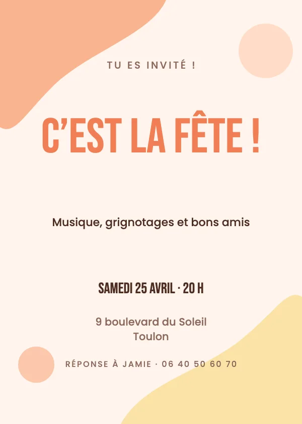 Invitation soirée Couleurs pop