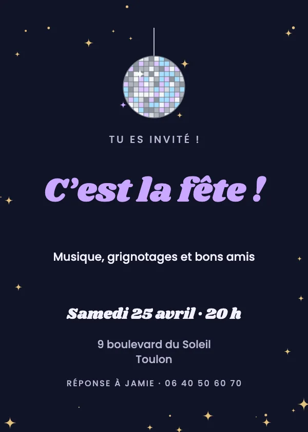 Invitation soirée Boule disco
